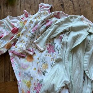 3-6M girl footie pajamas